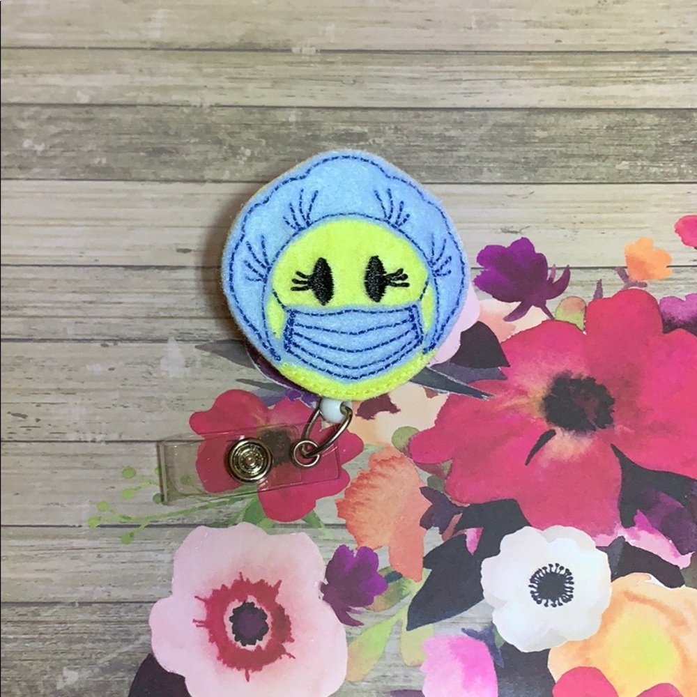 Felt Badge Reel Blue Surgeon